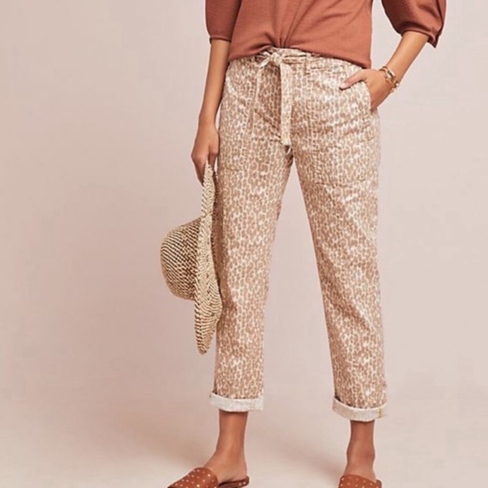 Anthropologie Beige Printed Ankle Pants